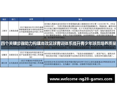 四个关键步骤助力构建高效足球青训体系提升青少年球员培养质量